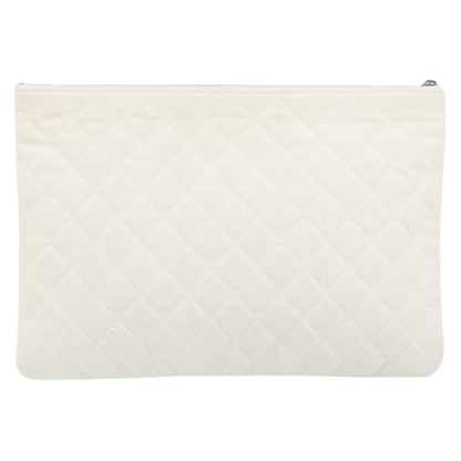 Chanel Coco Cuba Pouch Printed Quilted Canvas, WHITE, CANVAS, Clutche & pouche