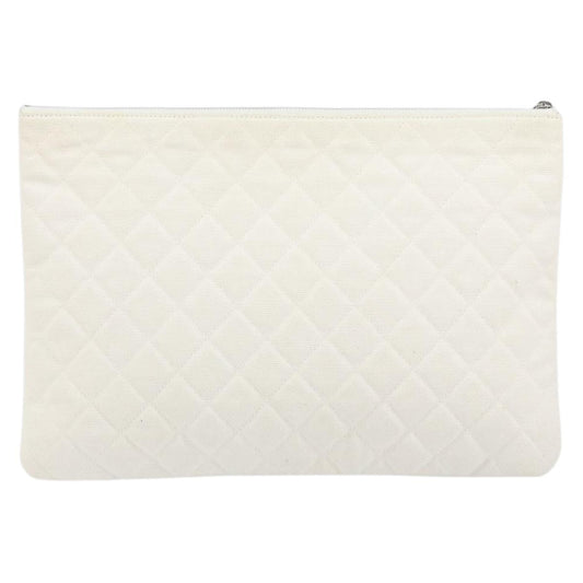Chanel Coco Cuba Pouch Printed Quilted Canvas, WHITE, CANVAS, Clutche & pouche