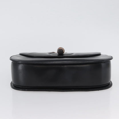 Gucci Vintage Convertible Bamboo Top Handle Bag Leather, BLACK, LEATHER, Handbag