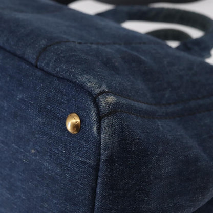 Prada Canapa Open Tote Canvas, BLUE, CANVAS, Tote bag