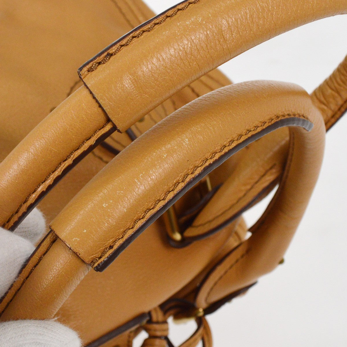 Chloe Paddington Lock Handbag Leather, BEIGE, LEATHER, Handbag