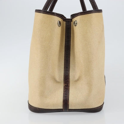 Hermes Garden Party Tote Canvas and Leather, BEIGE, CANVAS, Tote bag