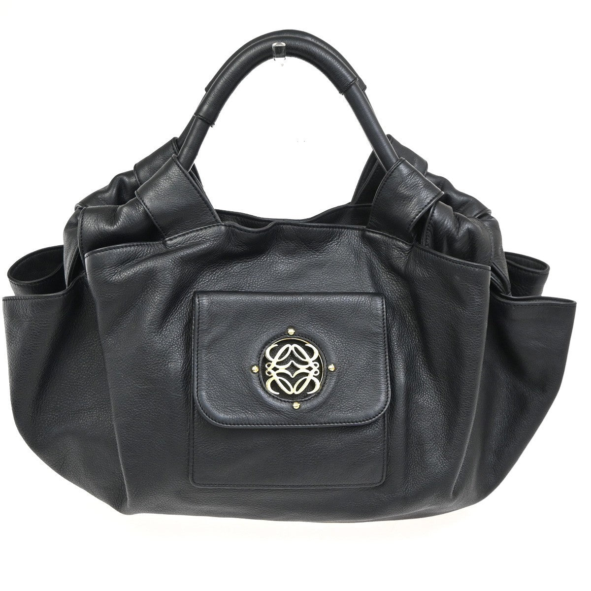 Loewe Anagram Logo Nappa Aire Hand Bag Leather, Black, Leather, Tote Bag