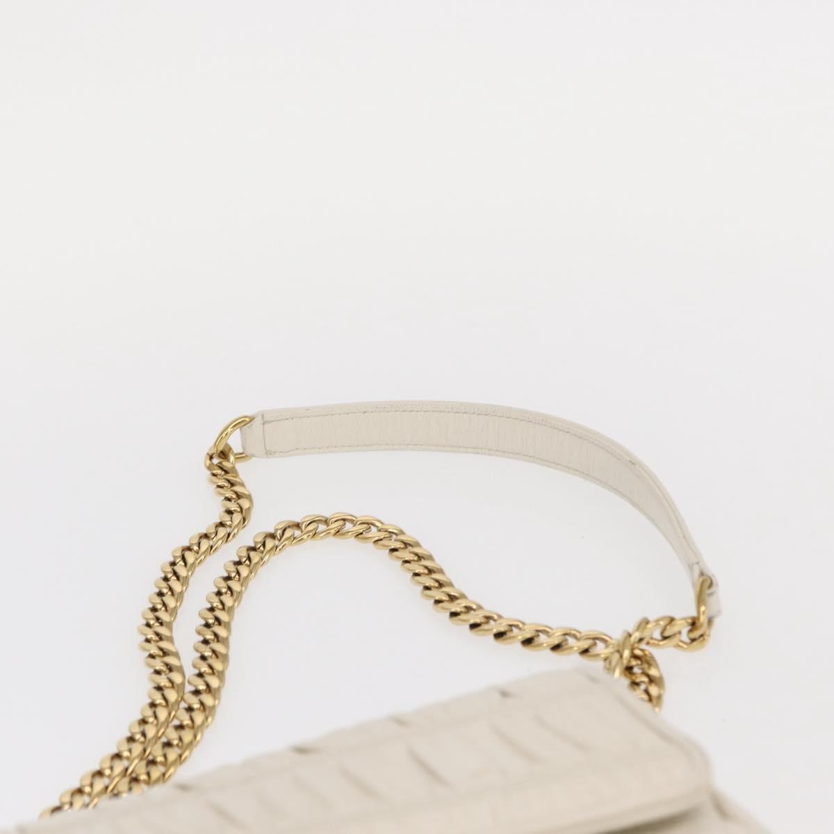 Prada Chain Flap Shoulder Bag Nappa Gaufre, WHITE, LEATHER, Shoulder bag