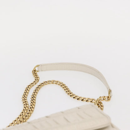 Prada Chain Flap Shoulder Bag Nappa Gaufre, WHITE, LEATHER, Shoulder bag