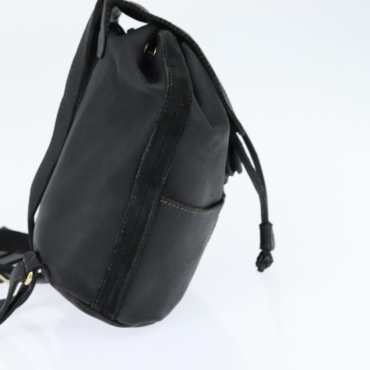 Fendi Logo Flap Drawstring Backpack Leather, BLACK, LEATHER, Backpack