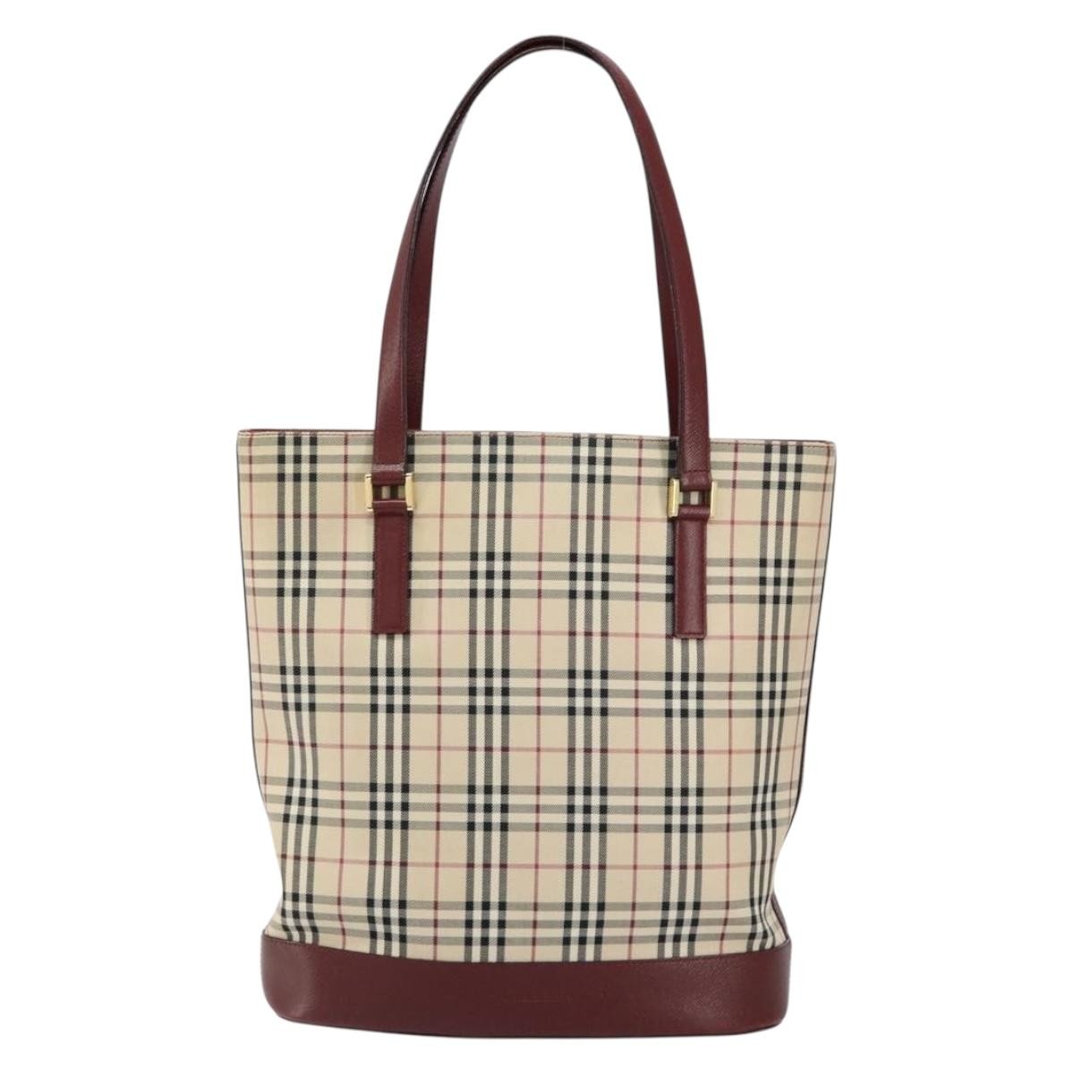 Burberry Nova Check Tote Canvas and Leather, BEIGE, CANVAS, Tote bag