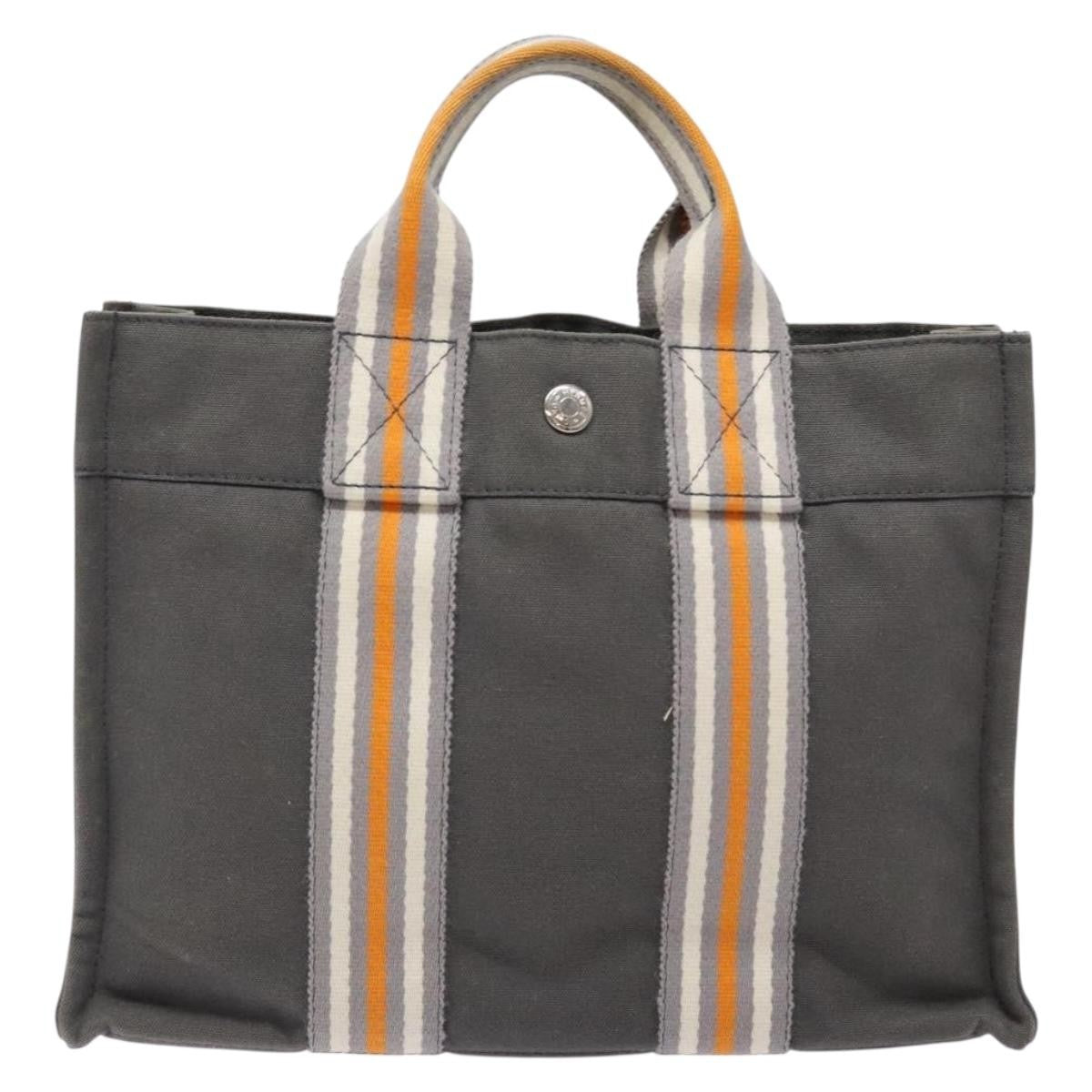 Hermes Fourre Tout Tote Canvas, GRAY, CANVAS, Tote bag
