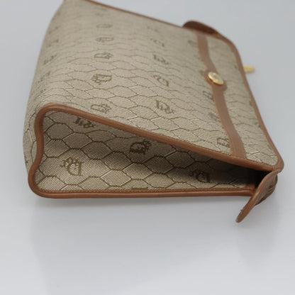Christian Dior Vintage Honeycomb Zip Pouch Coated Canvas, BEIGE, PVC, Clutche & pouche