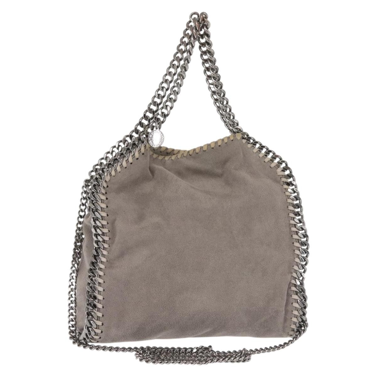 Stella McCartney Falabella Fold Over Crossbody Bag Suede, Gray, Synthetic, Shoulder Bag