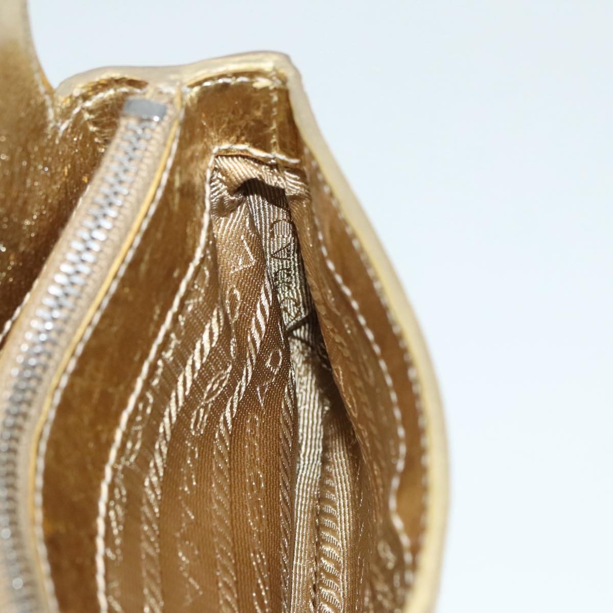Prada Vintage Pouch Leather, GOLD, LEATHER, Clutche & pouche