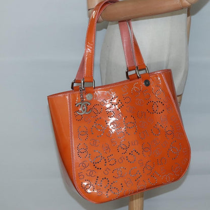 Chanel CC No.5 Shopping Tote Perforated Patent, ORANGE, PATENT_LEATHER, Tote bag