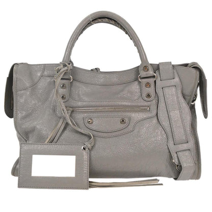 Balenciaga City Classic Studs Bag Leather, GRAY, LEATHER, Handbag