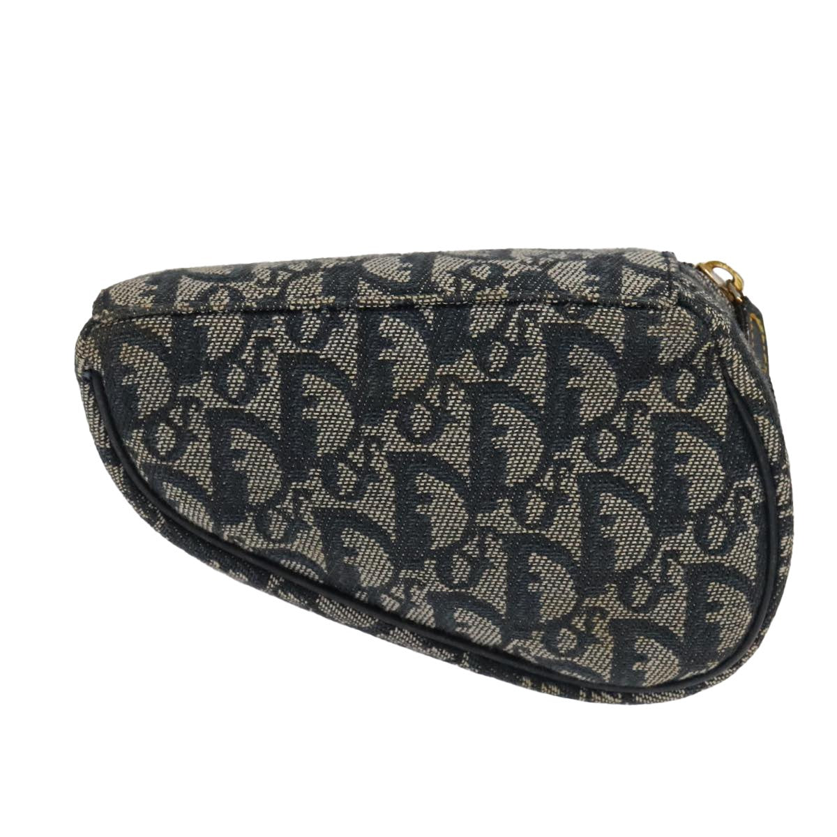 Christian Dior Vintage Saddle Coin Purse Diorissimo Canvas, NAVY, CANVAS, Wallets