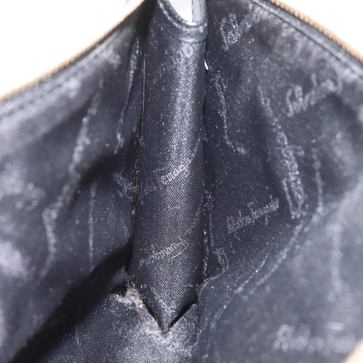 Salvatore Ferragamo Gancini Pouch Leather, BLACK, LEATHER, Clutche & pouche