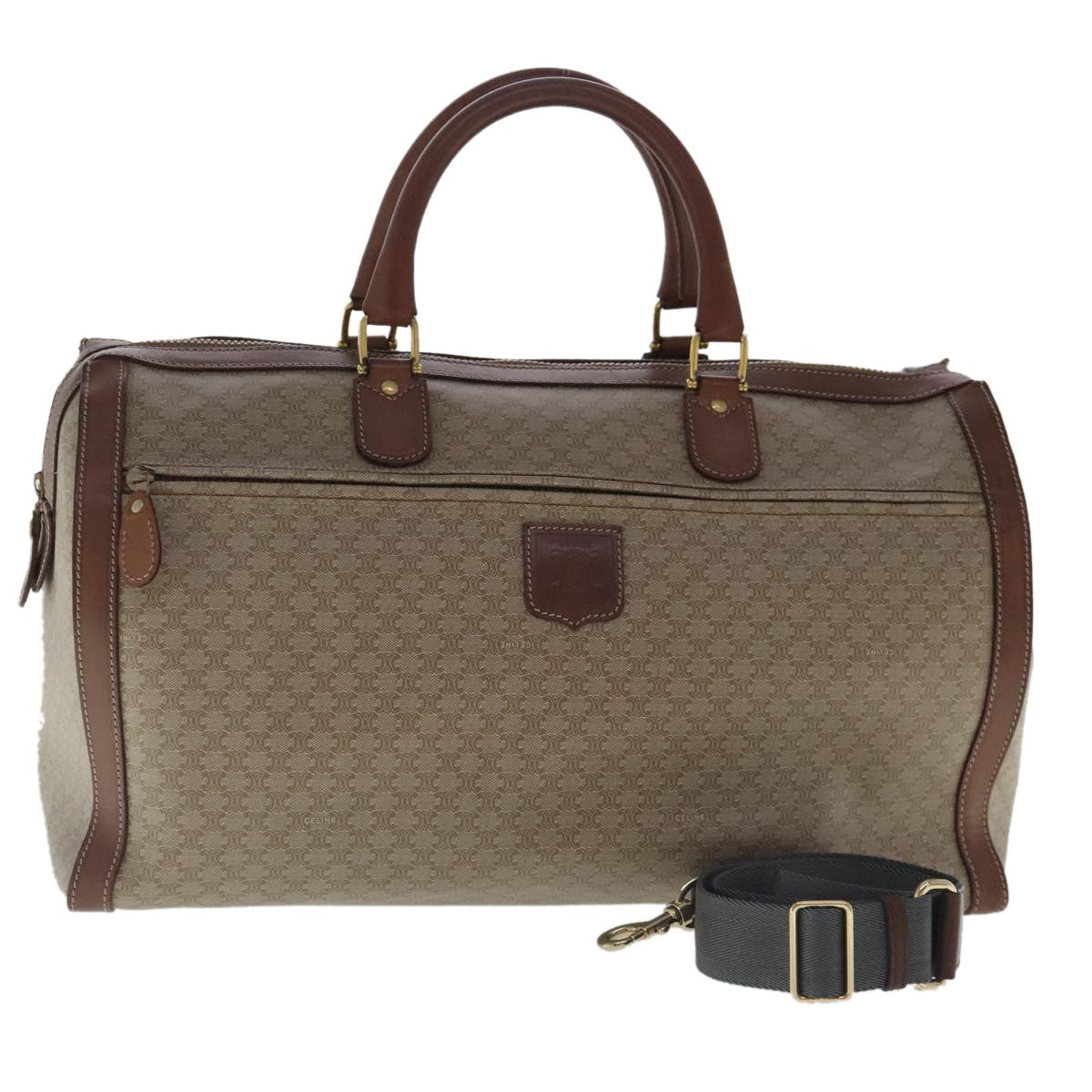 Celine Vintage Macadam Boston bag Canvas, BEIGE, CANVAS, Travel bag