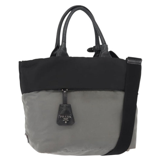Prada Convertible Double Tote Tessuto, BLACK, NYLON, Handbag