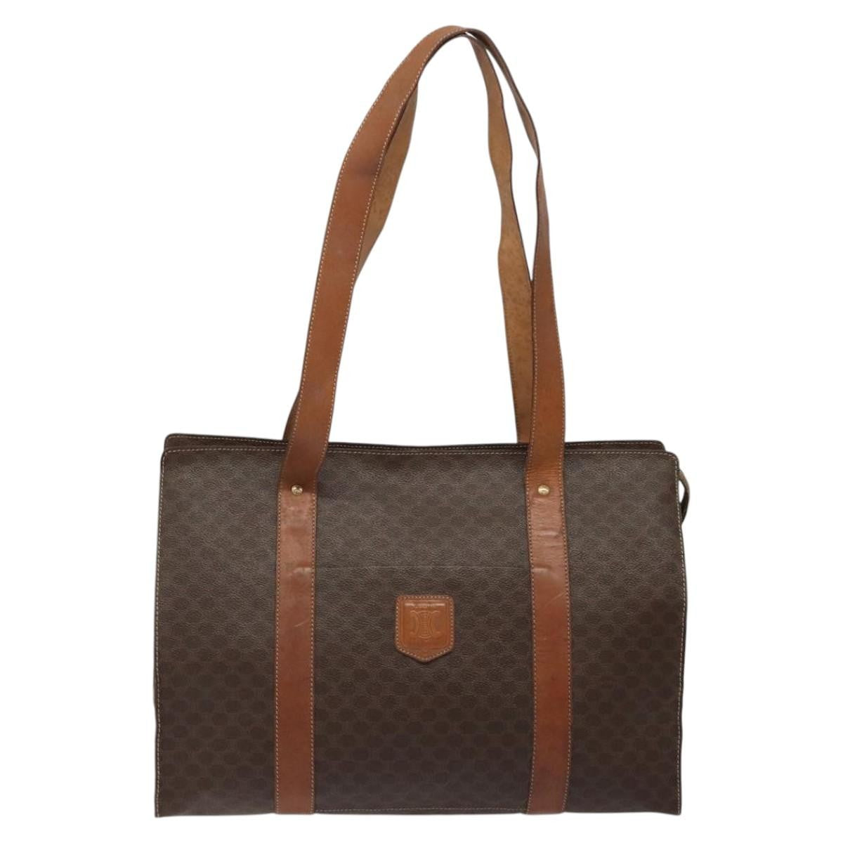 Celine Vintage Macadam Handbag Leather, BROWN, LEATHER, Handbag