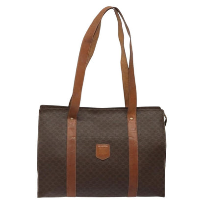 Celine Vintage Macadam Handbag Leather, BROWN, LEATHER, Handbag