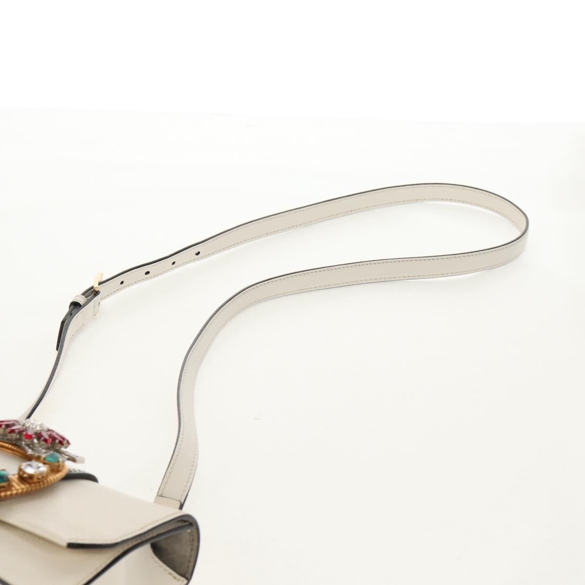 Miu Miu Madras Crystal Buckle Shoulder Bag Leather, WHITE, LEATHER, Shoulder bag