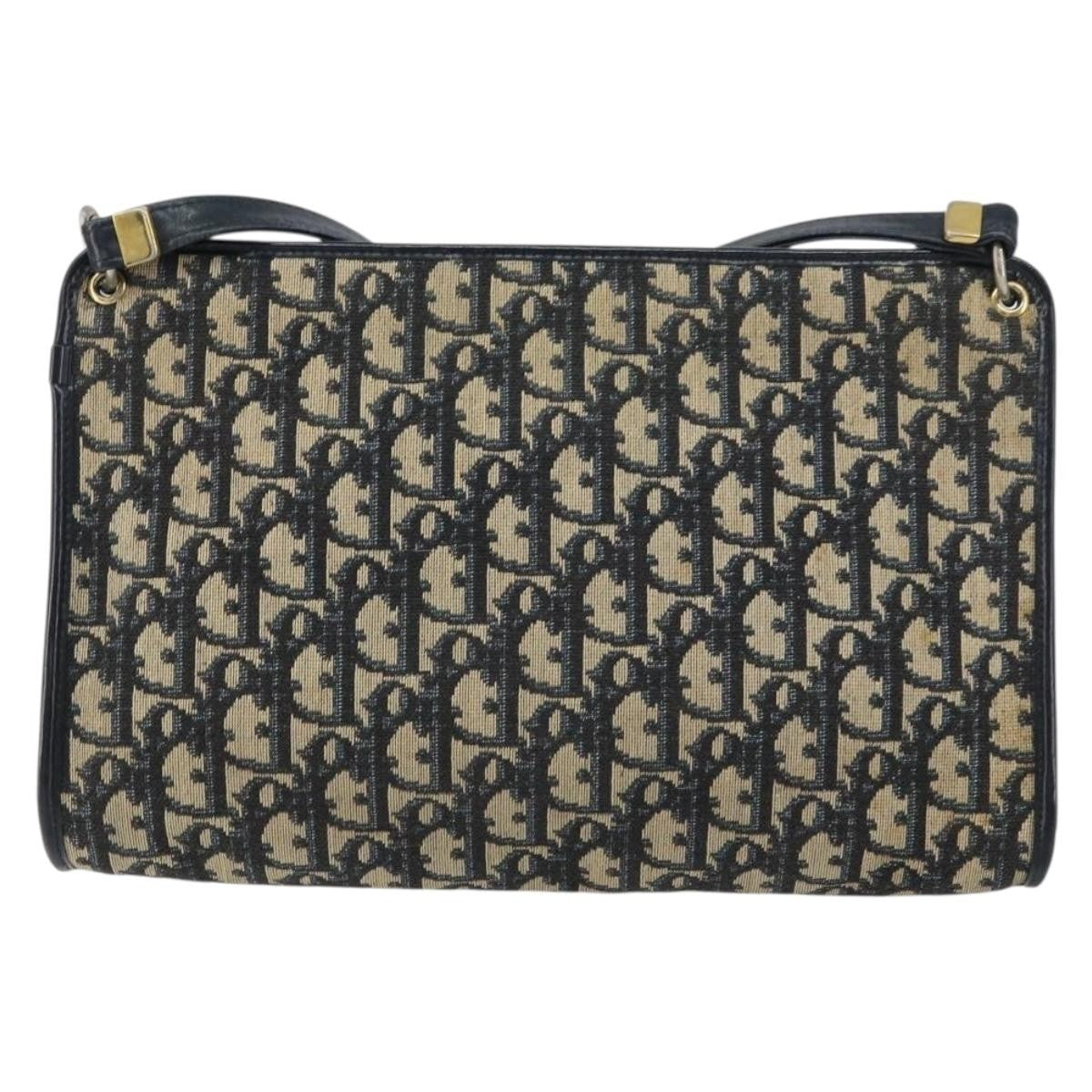 Christian Dior Vintage Trotter Shoulder Bag Canvas, NAVY, CANVAS, Shoulder bag