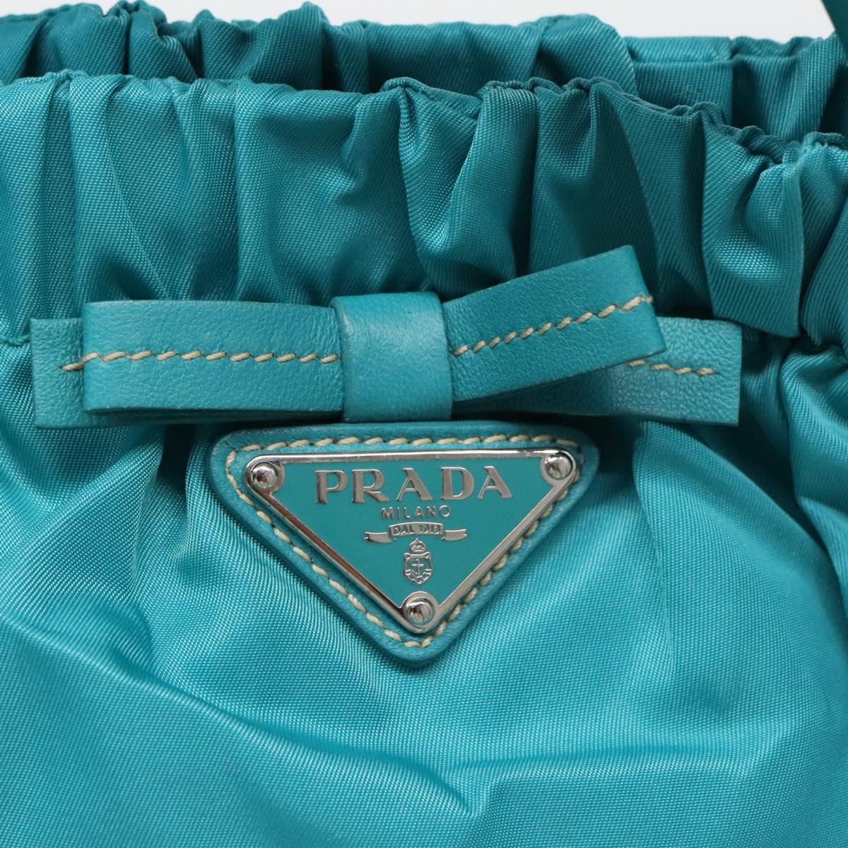 Prada Bow Convertible Tote Tessuto, TURQUOISE, NYLON, Tote bag