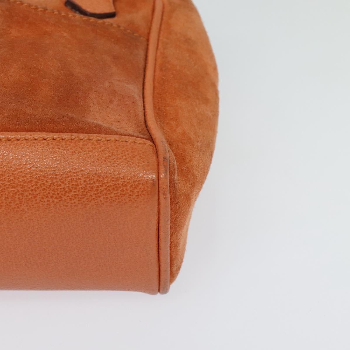 Gucci Vintage Bamboo Front Pocket Tote Suede, ORANGE, SUEDE, Tote bag