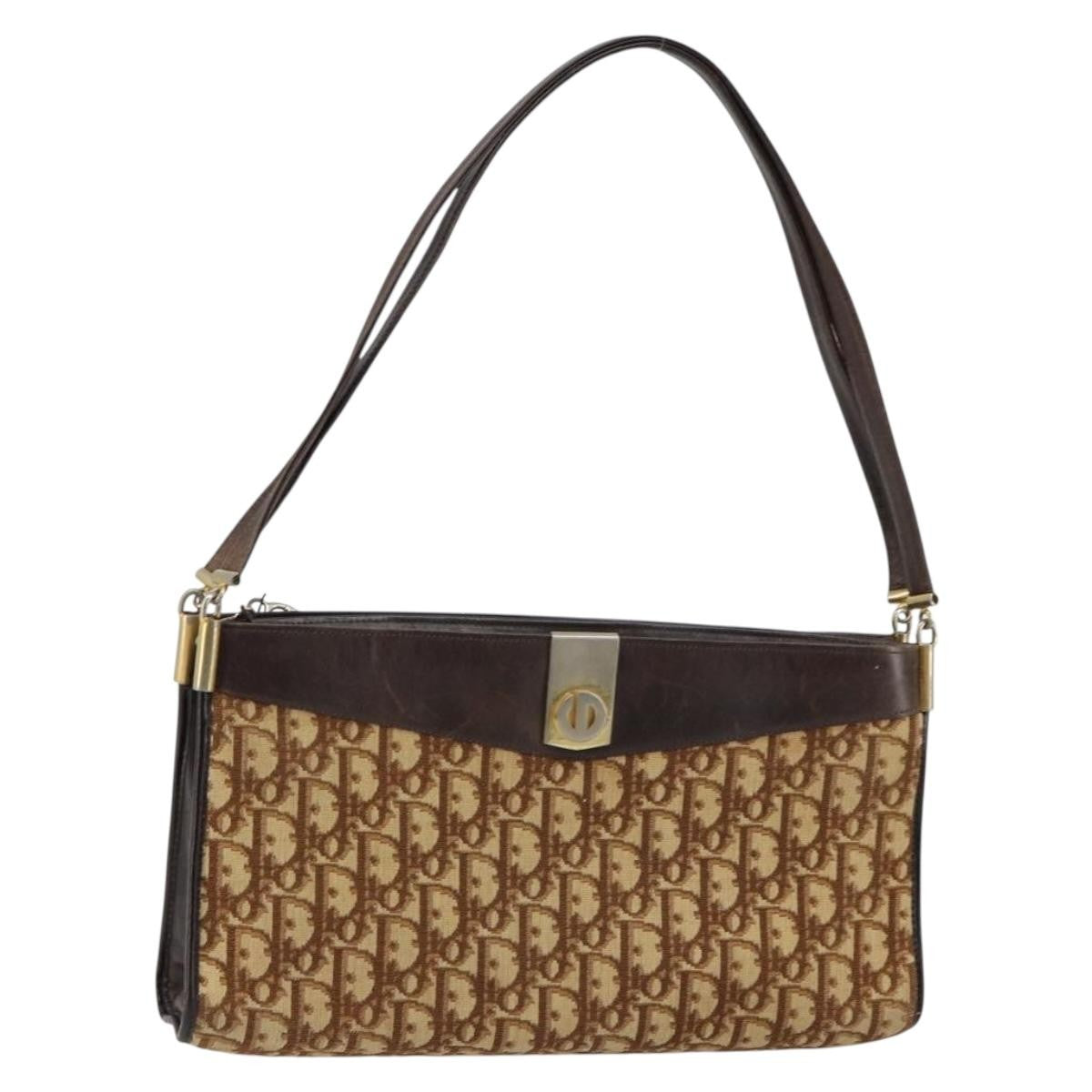 Christian Dior Vintage Trotter Shoulder Bag Canvas, BROWN, CANVAS, Shoulder bag