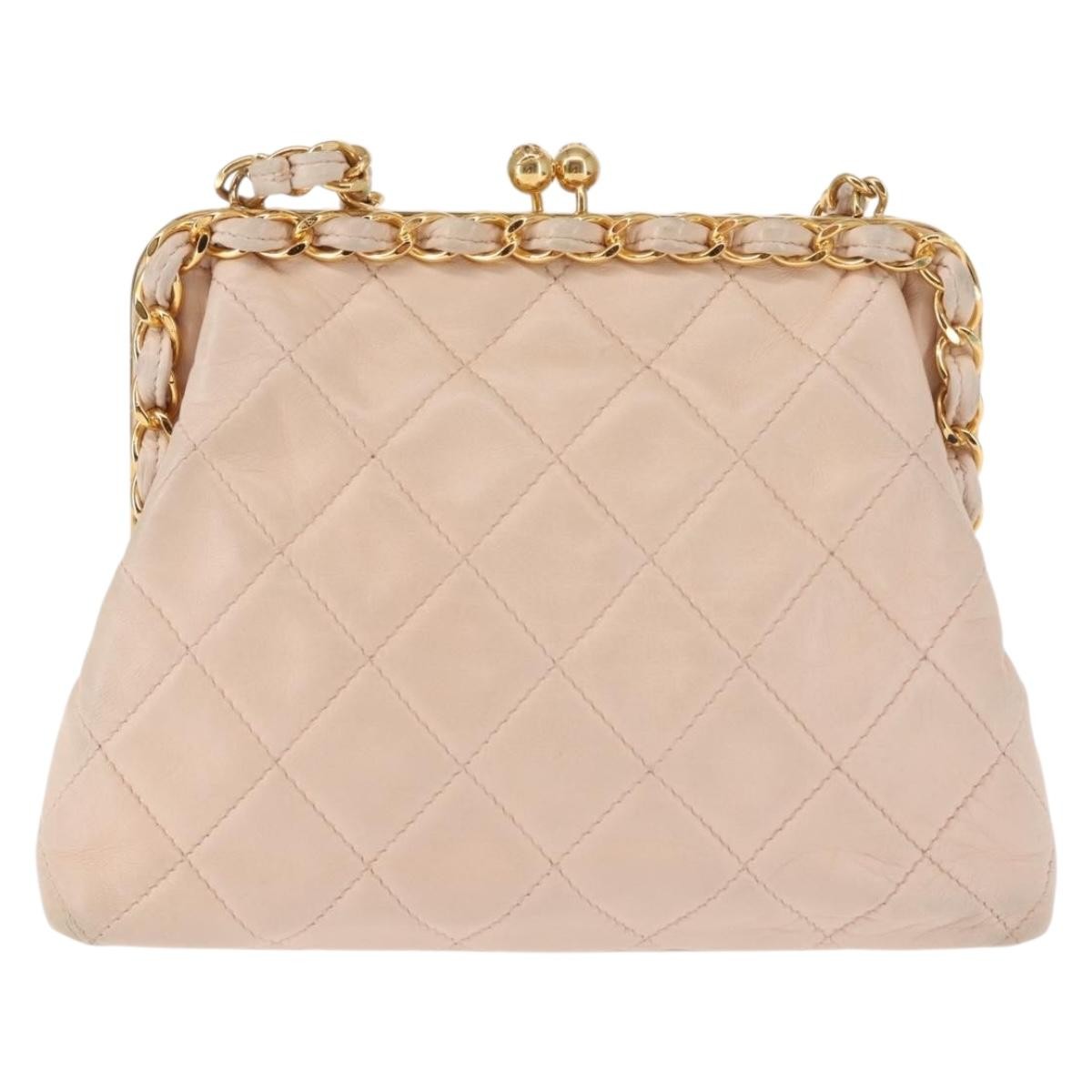 Chanel Kiss lock shoulder bag Leather, PINK, LEATHER, Shoulder bag
