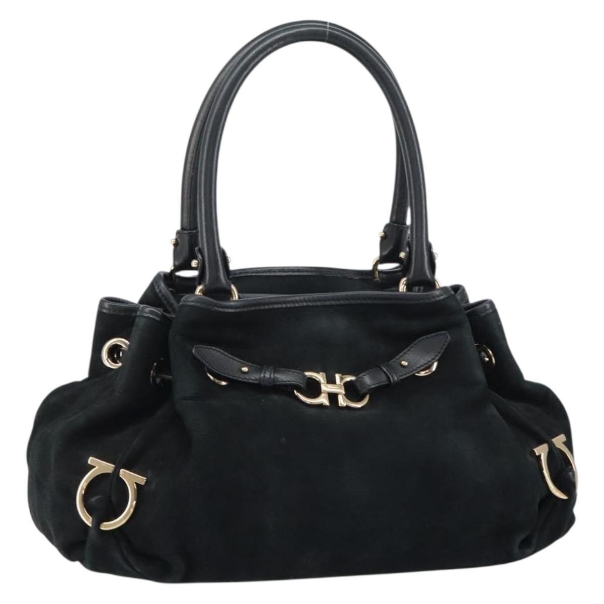 Salvatore Ferragamo Gancini Tote Suede, BLACK, SUEDE, Tote bag