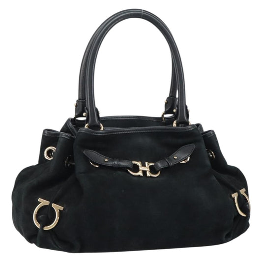 Salvatore Ferragamo Gancini Tote Suede, BLACK, SUEDE, Tote bag