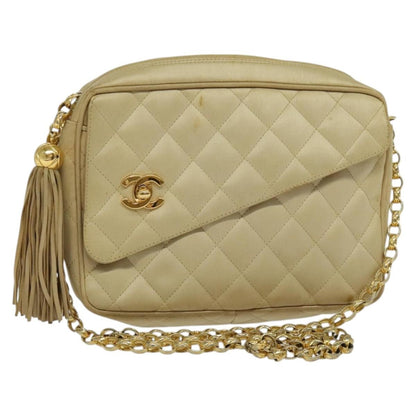 Chanel Vintage Front Pocket Camera Bag Satin, BEIGE, SATIN, Handbag