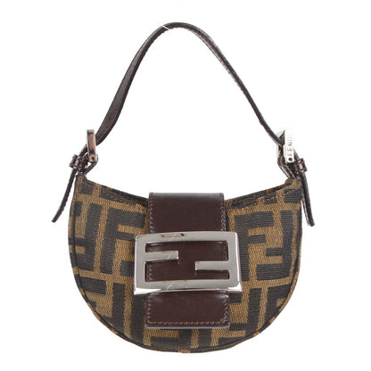Fendi Vintage Croissant Bag Zucca Canvas, BROWN, CANVAS, Handbag