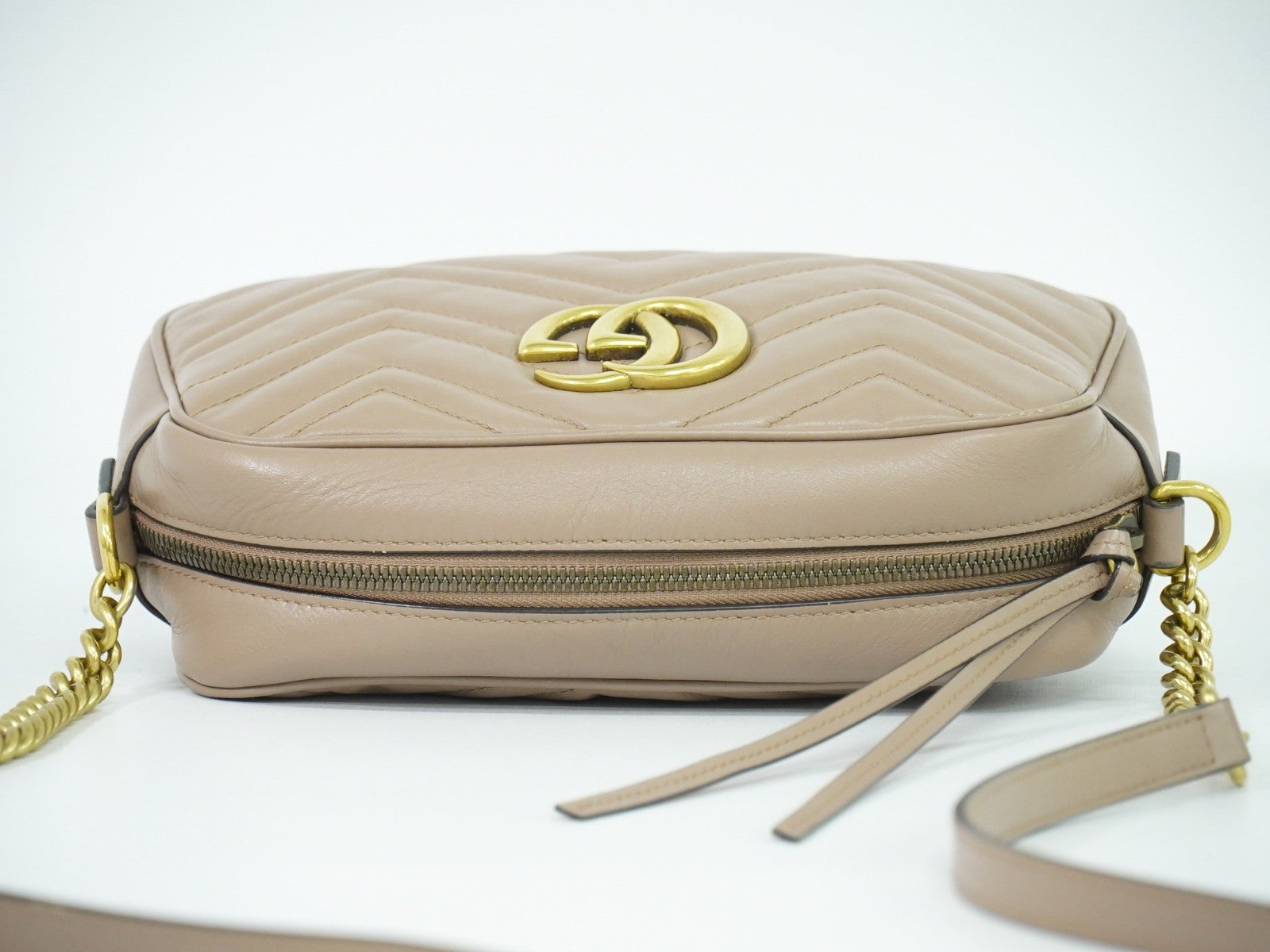 Gucci GG Marmont Shoulder Bag Matelasse Leather, BEIGE, LEATHER, Shoulder bag