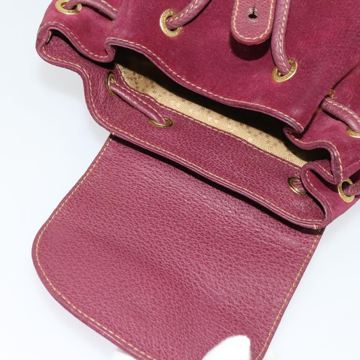 Gucci Vintage Bamboo Backpack Suede, PURPLE, SUEDE, Backpack