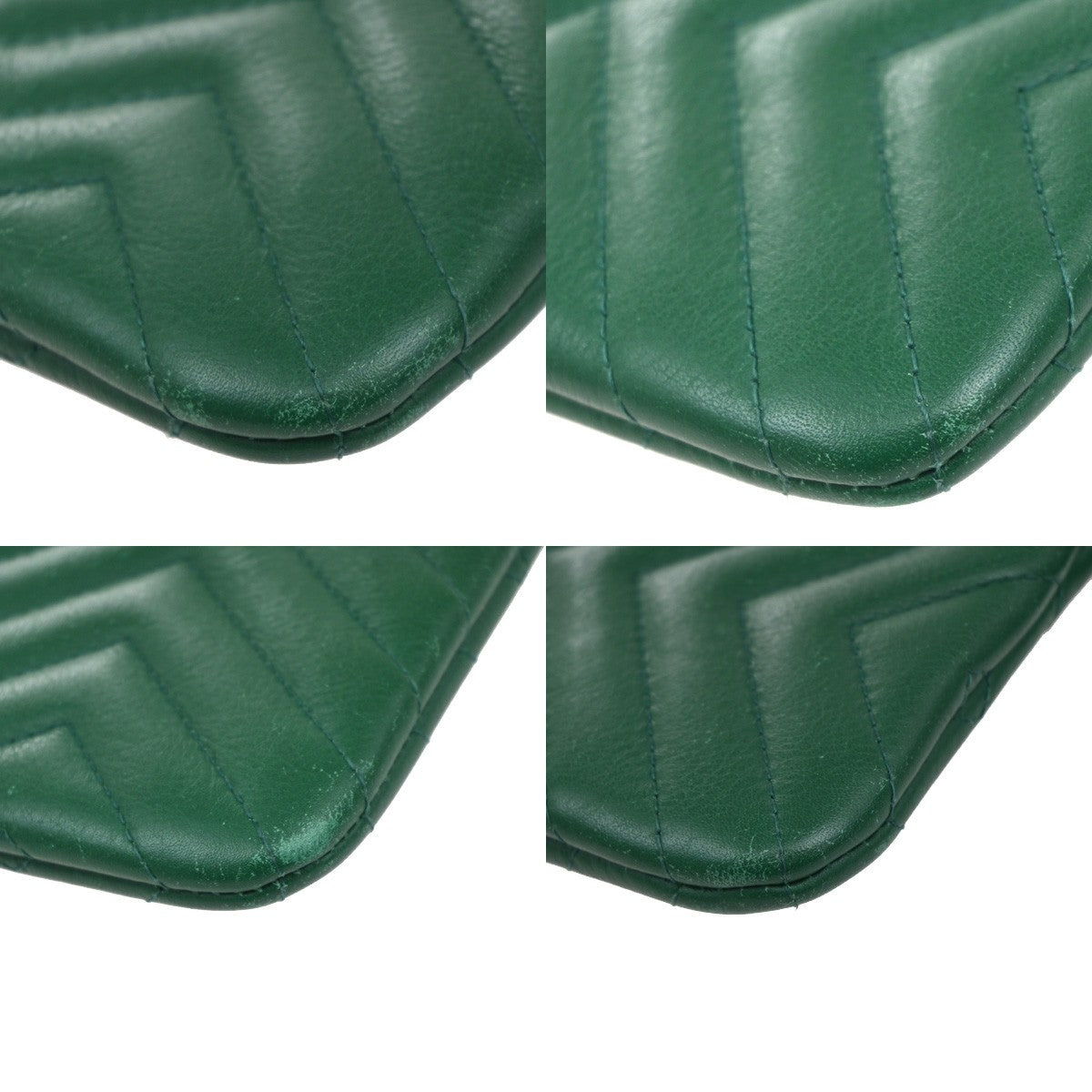 Chanel Card Case Leather, GREEN, LEATHER, Clutche & pouche