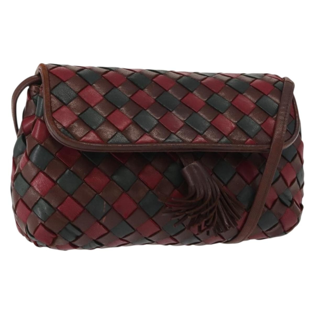 Bottega Veneta Intrecciato Clutch bag Calfskin, RED, LEATHER, Clutche & pouche