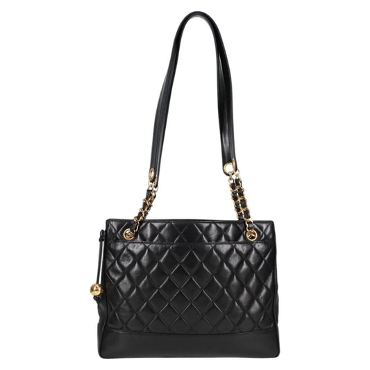Chanel Vintage Shopping Tote Quilted Lambskin, BLACK, LEATHER, Tote bag
