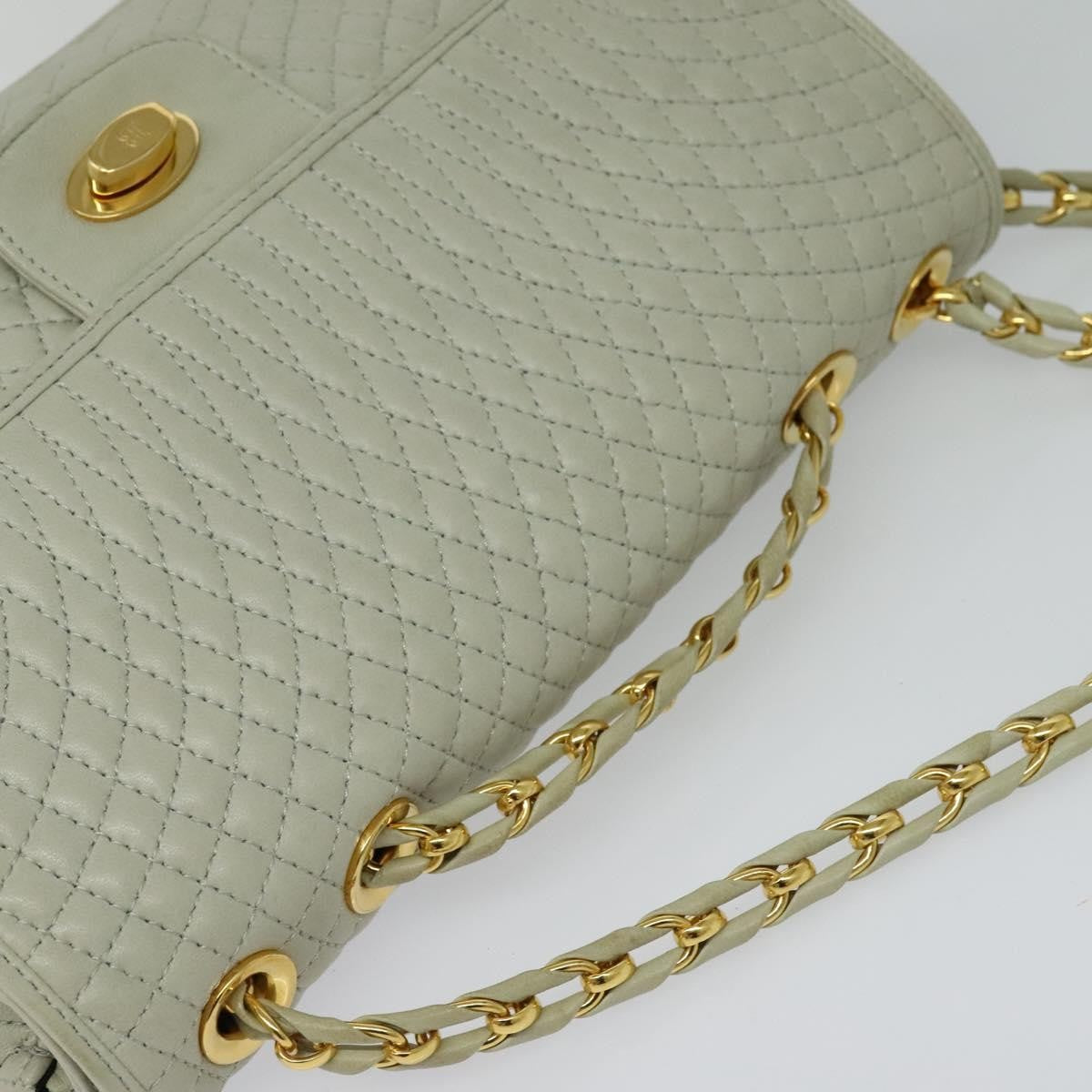 Bally Vintage Chain Shoulder Bag Quilted Leather, BEIGE, LEATHER, Shoulder bag