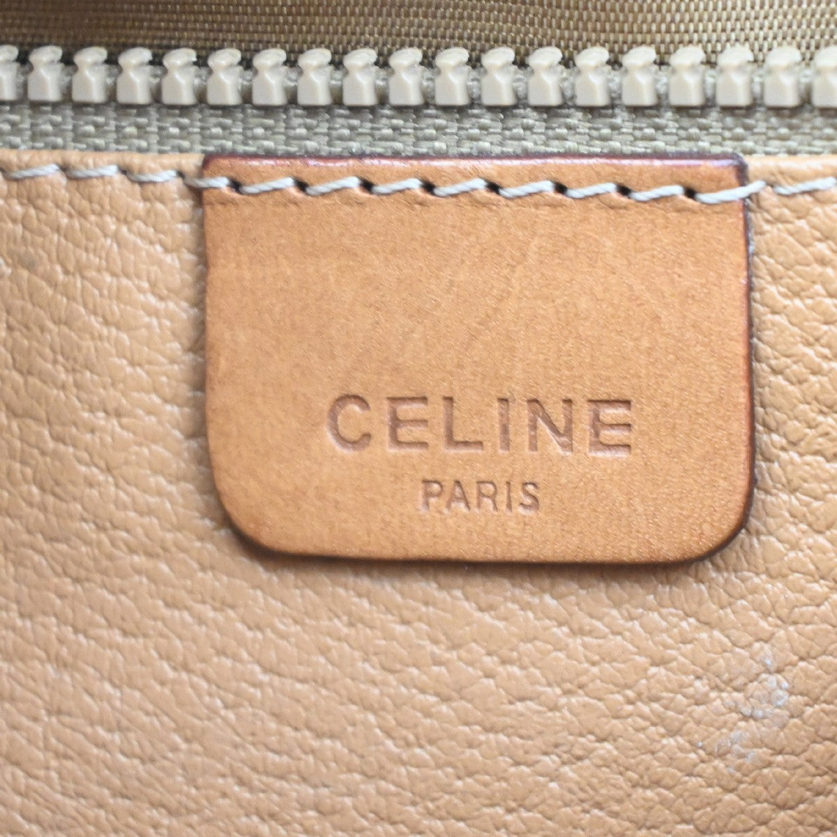 Celine Macadam Pochette Canvas and Leather, BEIGE, PVC, Clutche & pouche