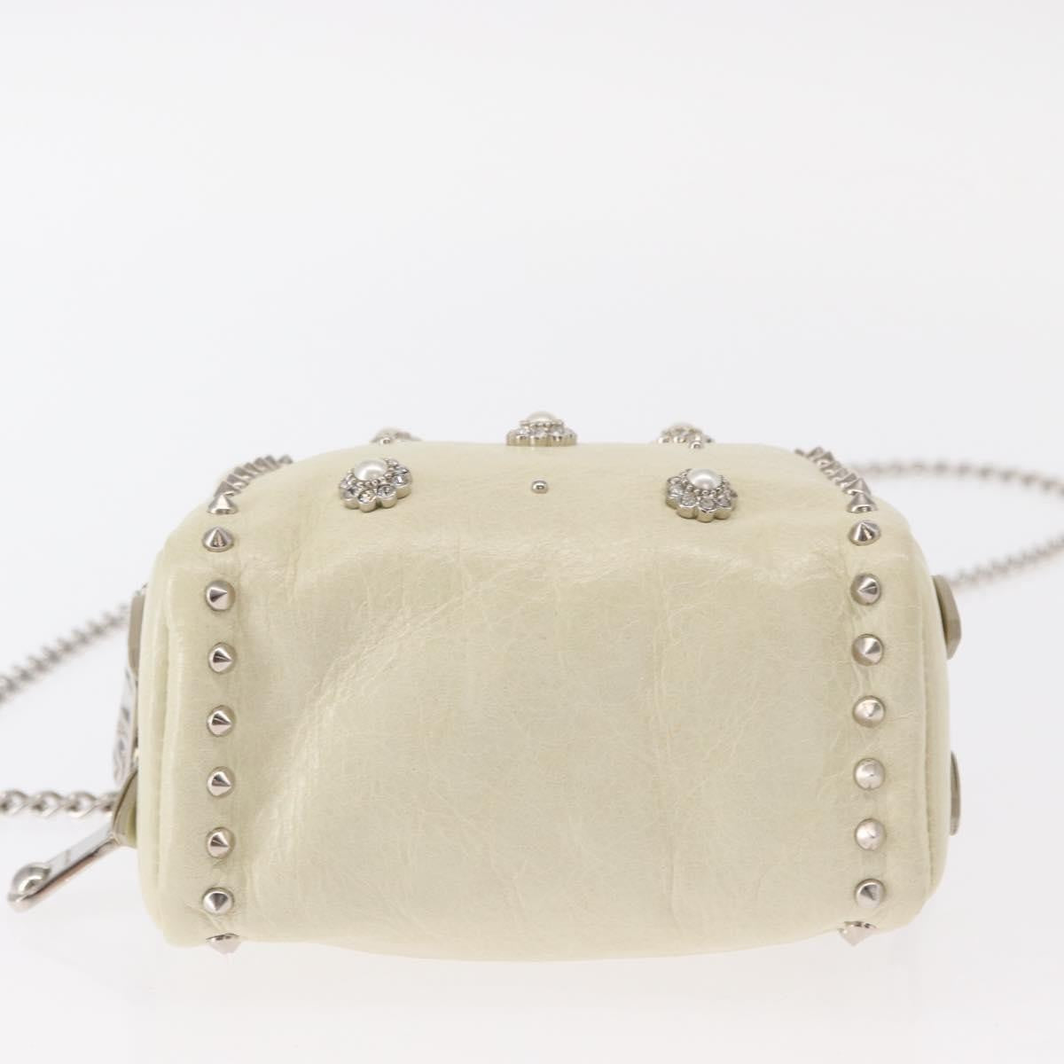 Miu Miu Chain Crossbody Bag Leather, ECRU, LEATHER, Shoulder bag