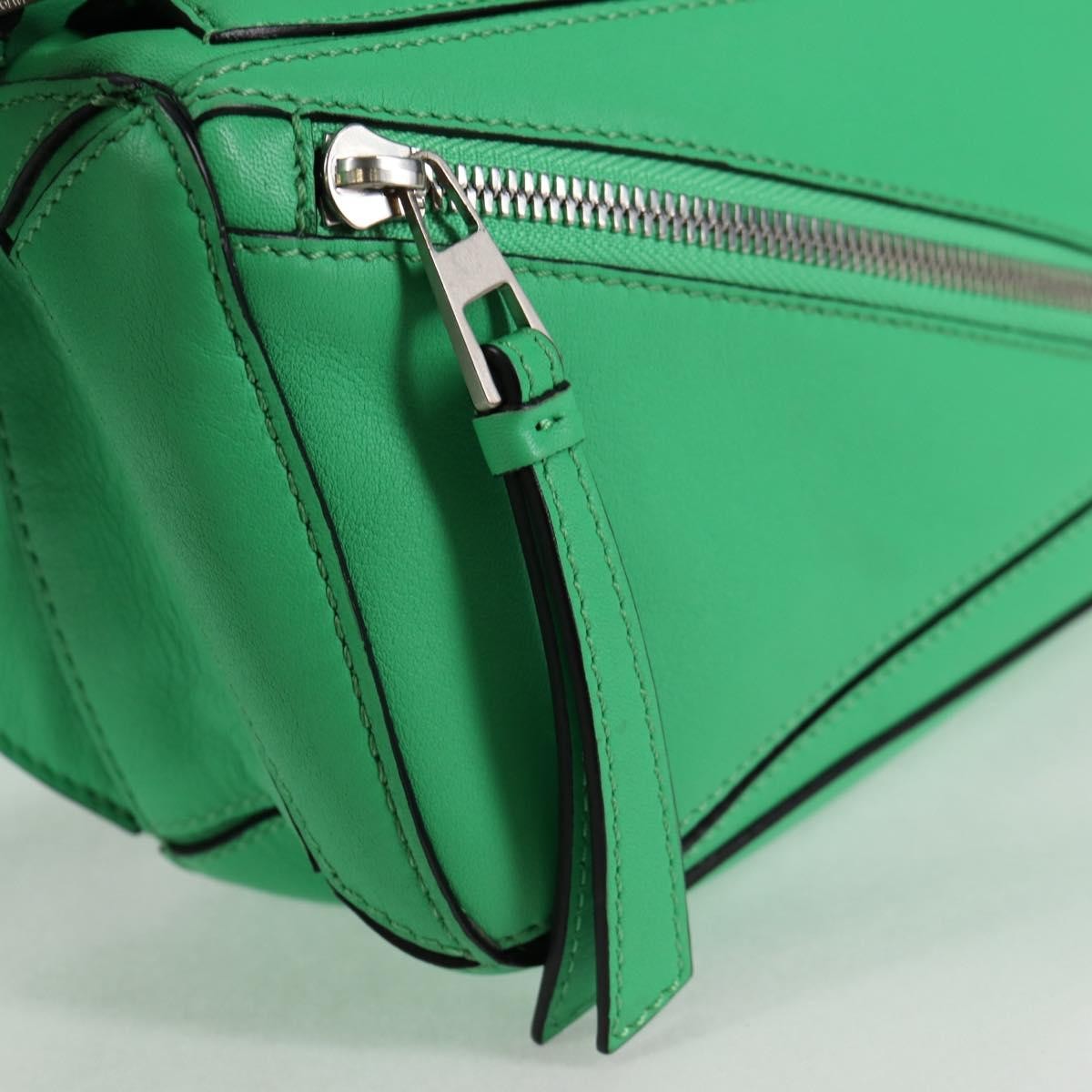 Loewe Puzzle Bumbag Leather, GREEN, LEATHER, Crossbody bag