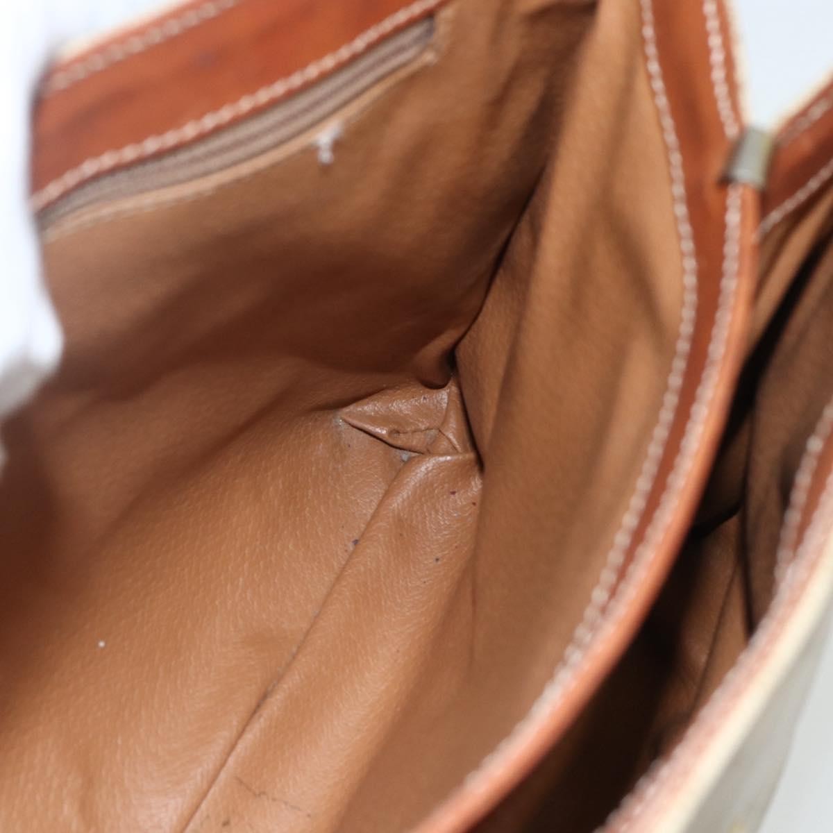 Celine Vintage Macadam Handbag Canvas and Leather, BEIGE, CANVAS, Handbag