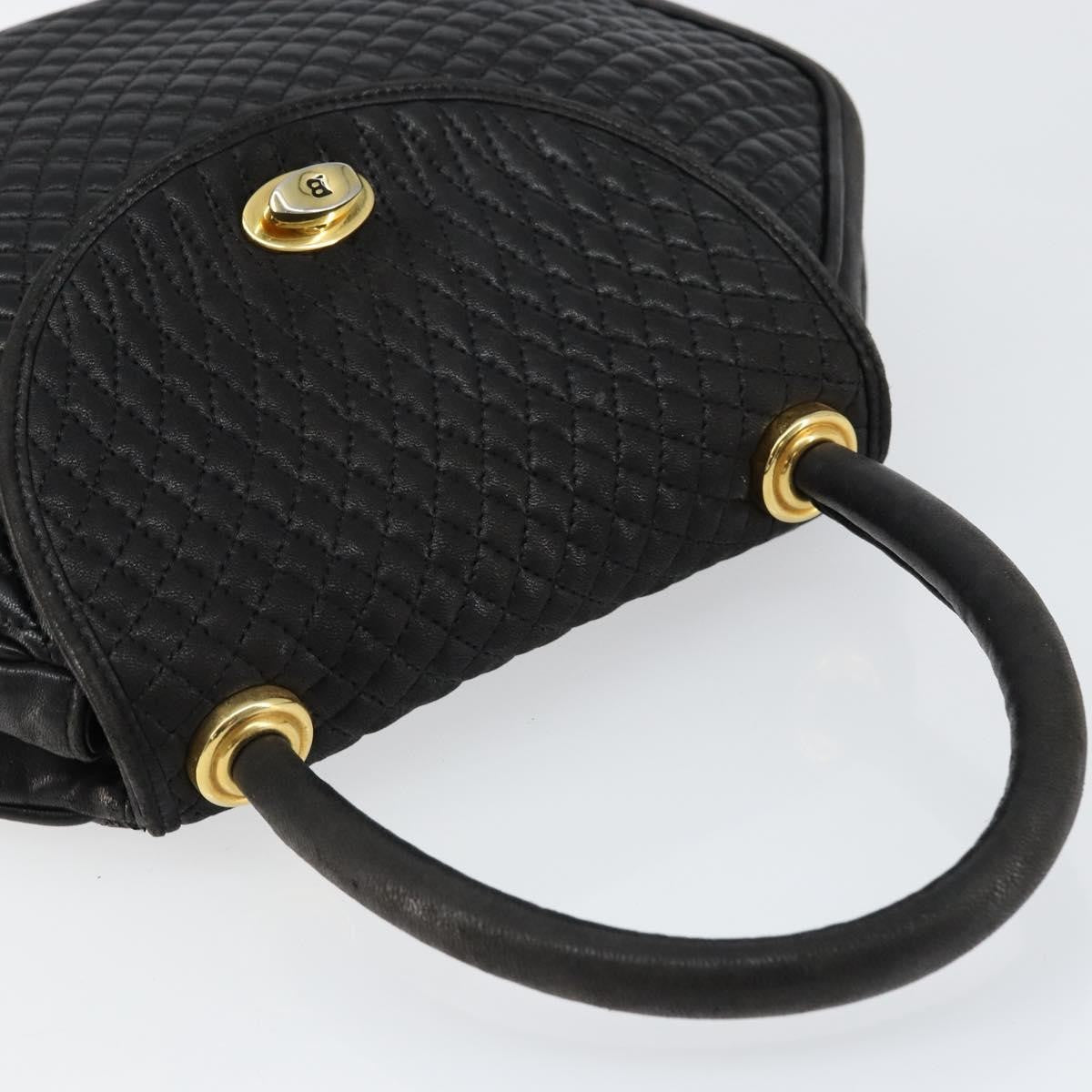 Bally Vintage Handbag Quilted Leather, BLACK, LEATHER, Handbag