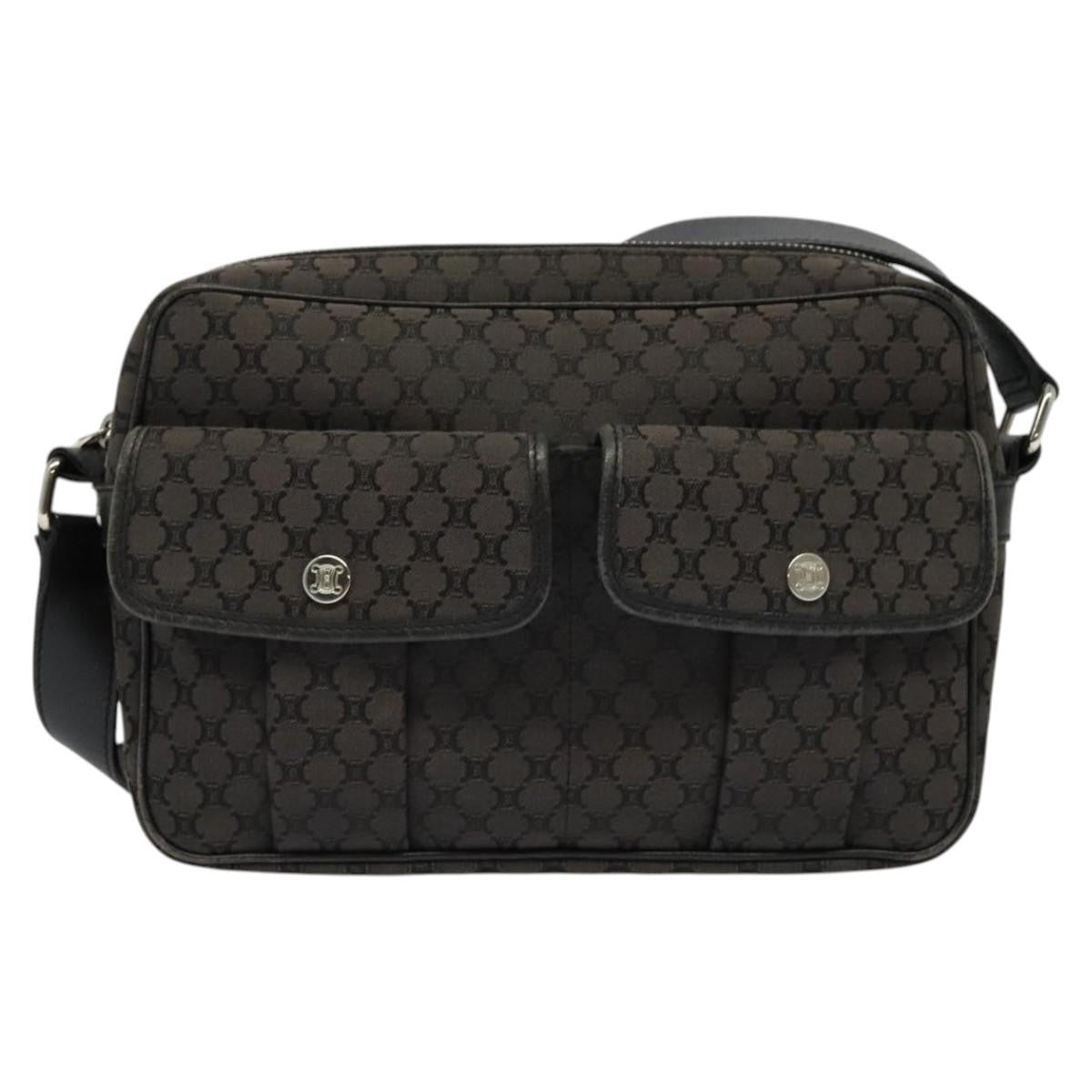 Celine Vintage Macadam Shoulder Bag Canvas, BLACK, CANVAS, Shoulder bag