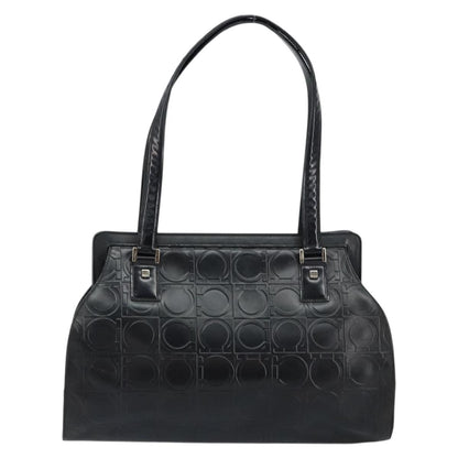 Salvatore Ferragamo Gancini Tote Leather, BLACK, LEATHER, Tote bag