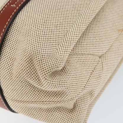 Chloe Woody Tote Canvas with Leather, BEIGE, CANVAS, Tote bag