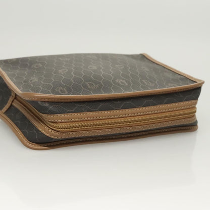 Christian Dior Vintage Honeycomb Zip Pouch Coated Canvas, BLACK, PVC,CANVAS, Clutche & pouche