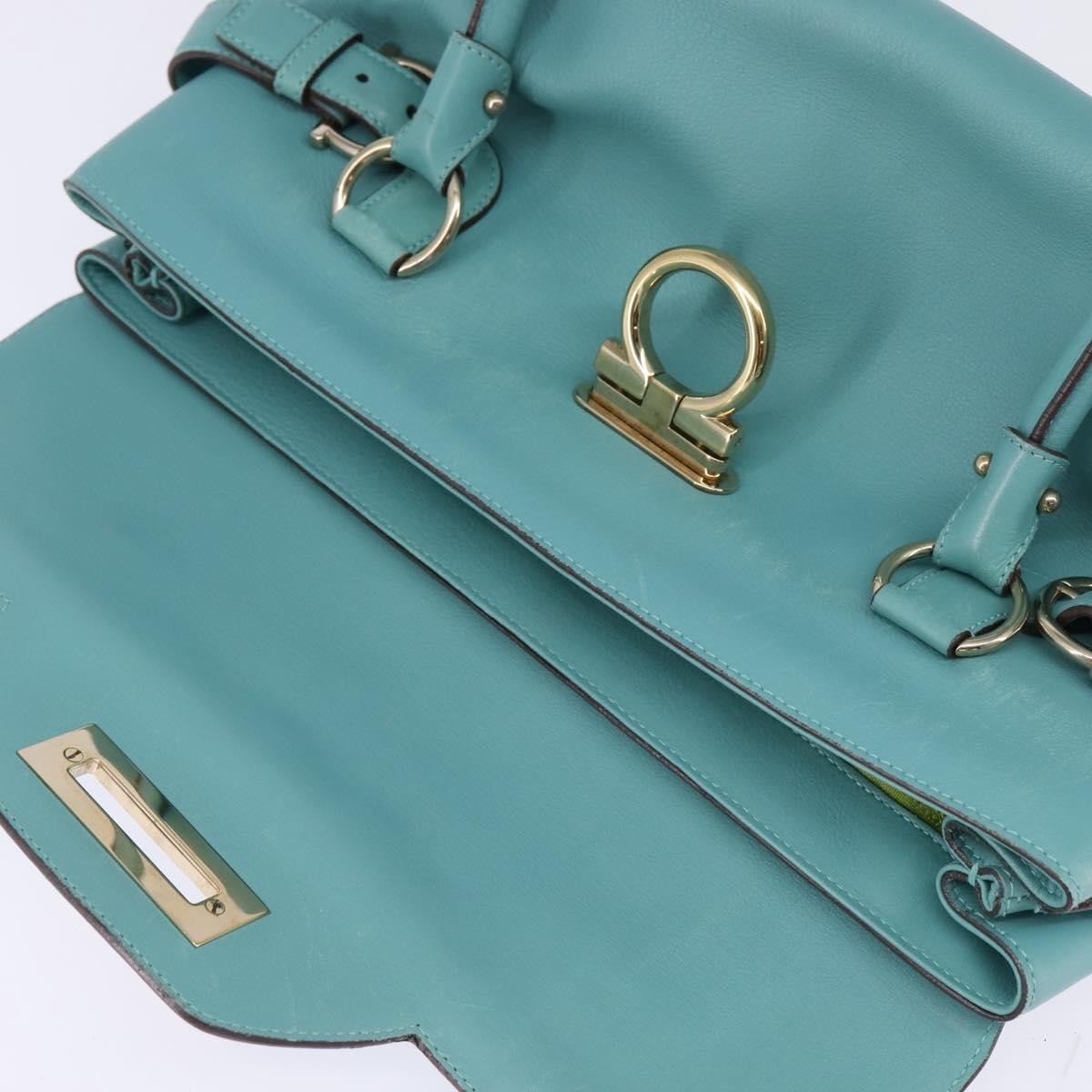 Salvatore Ferragamo Virna Satchel Leather, BLUE, LEATHER, Handbag