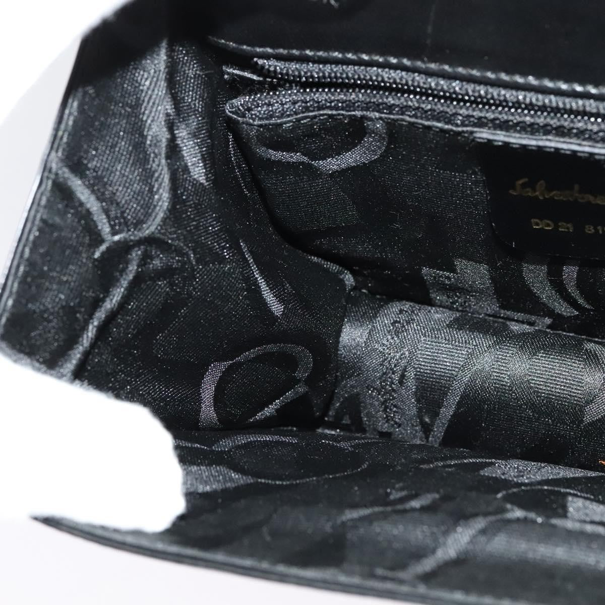 Salvatore Ferragamo Gancini Shoulder Bag Leather, BLACK, LEATHER, Shoulder bag